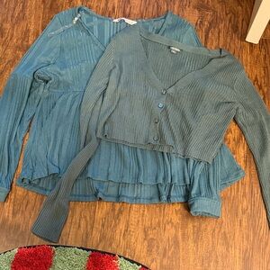 Wild Fable Teal Long Sleeve Tops